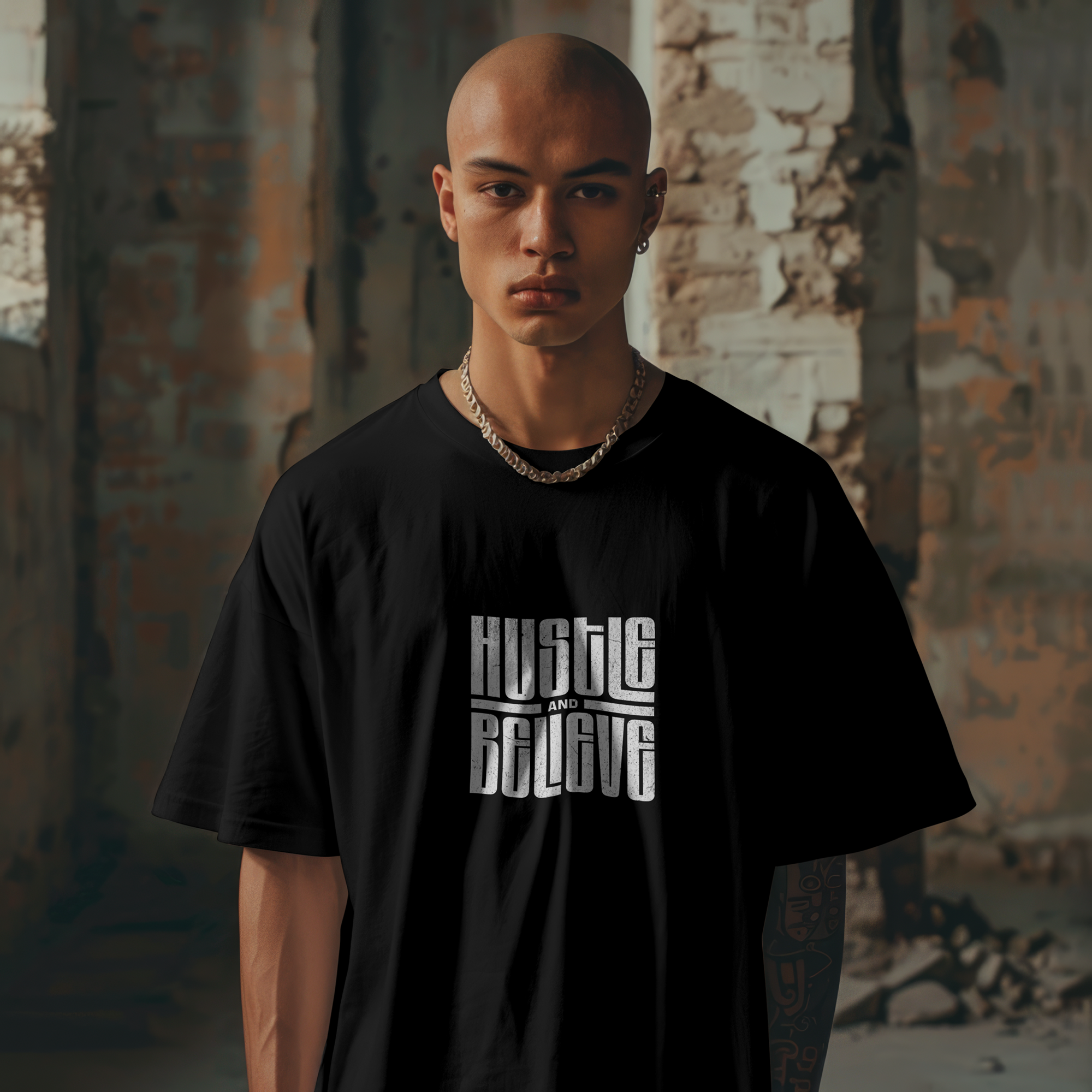 Hustle and Believe Oversized Shirt